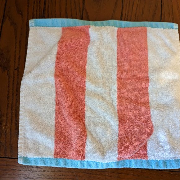 HP Tommy Hilfiger Orange, White & Blue Striped 100% Cotton Washcloth 12" x 11.5" - Picture 4 of 6